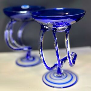 2 Jozefina Krosno Compote Art Glass Jellyfish Abstract Poland MCM Trinket Bowl